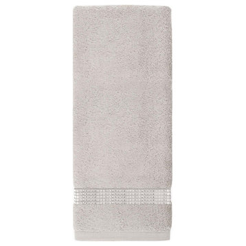Sparkles Home Rhinestone Hand Towel with Stripe (Set of 2) - Gray