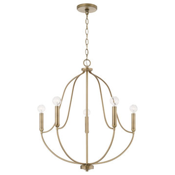 Capital Lighting HomePlace Madison 5-Light Chandelier 447051AD, Aged Brass