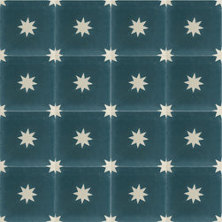 Colonial Blue Stars Cement Tile - Wall And Floor Tile