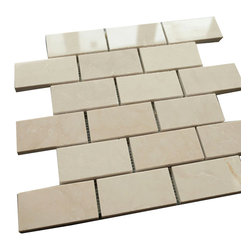 Subway Style Tumbled Bright Beige Stone Tile Mosaics - Home Decor