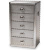 Davet French Industrial Silver Metal 5-Drawer Accent Storage Cabinet