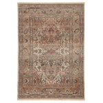 Jaipur Living - Vibe by Jaipur Living Ginia Medallion Blush/Beige Area Rug, 7'10"x11'1" - Inspired by the vintage perfection of sun-bathed Turkish designs, the Myriad collection is warm and inviting with faded yet moody hues. The Ginia rug boasts a romantically distressed center medallion in soft, neutral tones of terracotta, pink, dark blue, and tan with ivory fringe trim for added texture and antique allure. This power-loomed rug features a plush and durable blend of polyester and polypropylene, lending the ideal accent to high-traffic spaces.