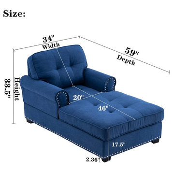 Modern Comfort Sleeper Lounge Chairs with Thick Upholstered Seat, Deep Blue