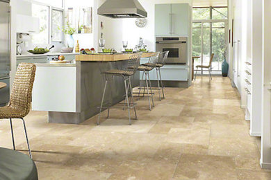 Kitchen - traditional kitchen idea in Louisville with stainless steel appliances and an island