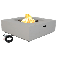 Sunnydaze Contempo Square Outdoor Propane Gas Fire Pit With Cover, 34"
