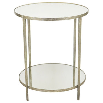 Sarane Gold Round Side Table, Silver Round Side Table