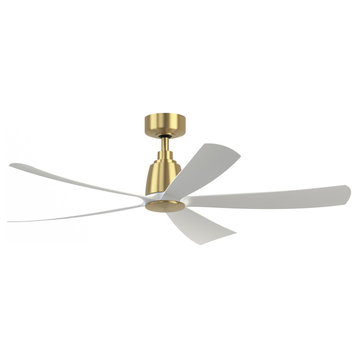 Kute5 52" Indoor/Outdoor Ceiling Fan With Matte White Blades- Brushed Satin