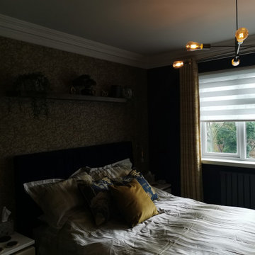 Classy Bedroom in Rich Navy & Gold