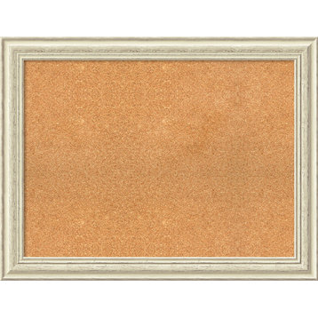 Framed Cork Board, Country White Wash Wood, 34x26