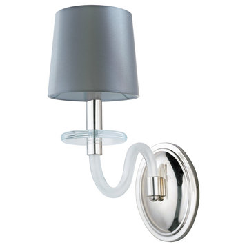 Venezia 1-Light Wall Sconce, Polished Nickel, Frosted
