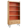 Perry Bookcase With Drawer Natural, Orange
