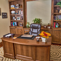 Knotty Alder Built-in bookshelf and Quarter Sawn Oak desk - Products