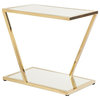Rectangular Side Table With Inset Mirror Top, Brass