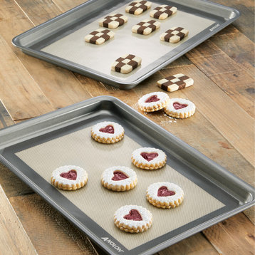 Anolon Advanced Bakeware 2-Piece Silicone Baking Mat Set, Clear With Gray Border