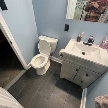 5x8 bathroom enlarged for custom oversized shower