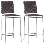 Zuo Modern - Criss Cross Counter Chair (Set of 2) Espresso - With three height choices, the Criss Cross works in any decor setting, modern or transitional. It has 100% Polyurethane back straps and a flat seat with a chrome steel tube frame.