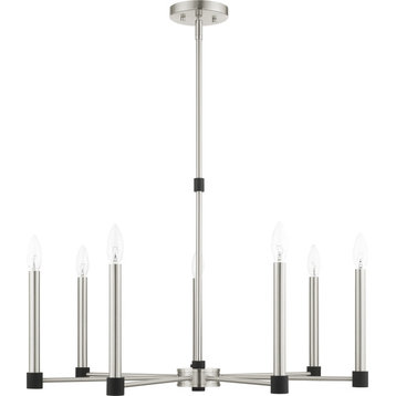 Karlstad Chandelier - Brushed Nickel with Black Accents, 7
