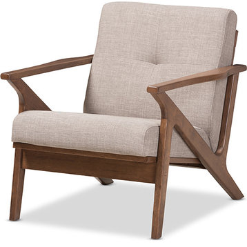 Bianca Lounge Chair - Light Gray, " Walnut" Brown