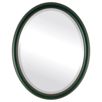 Pasadena Framed Oval Mirror, Hunter Green, 21"x25"