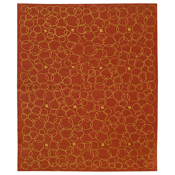 EORC Red Handwoven Wool Flat Weave Rug 6' x 8'