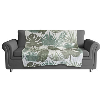 Tropical Palm White 50x60 Coral Fleece Blanket
