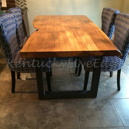 Reclaimed Elm Live Edge Slab Dining Table - Dining Tables