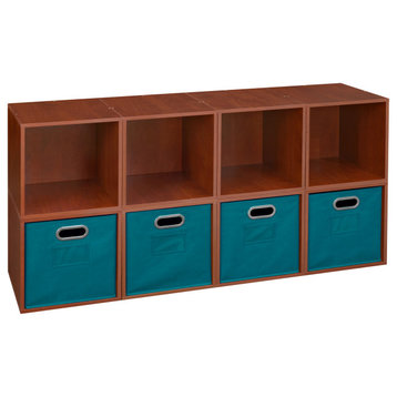 Niche Cubo Storage Set - 8 Cubes and 4 Canvas Bins- Cherry/Teal