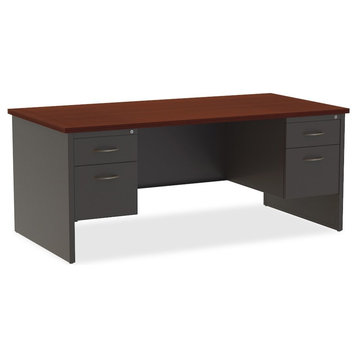 Lorell Mahogany Laminate/Charcoal Modular Desk Series, 72"x36", Top