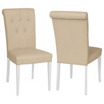 Bentley Designs - Hampstead 2-Tone Painted Furniture Ivory Leather Dining Chairs, Set of 2 - Hampstead Two Tone Painted Ivory Leather Dining Chair Pair offers elegance and practicality for any home. Soft-grey paint finish contrasts beautifully with warm American Oak veneer tops, guaranteed to make a beautiful addition to any home.
