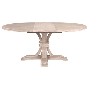 54-72" Solid Wood Round Extension Dining Table Natural Gray Acacia