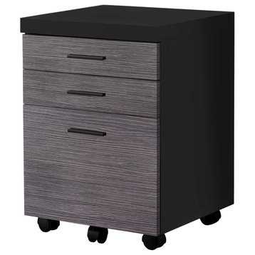 17.75" X 18.25" X 25.25" Black Grey Particle Board 3 Drawers  Filing Cabinet
