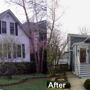 BEFORE AND AFTER - Winnetka, IL James Hardie Siding Farm Style Home Blue