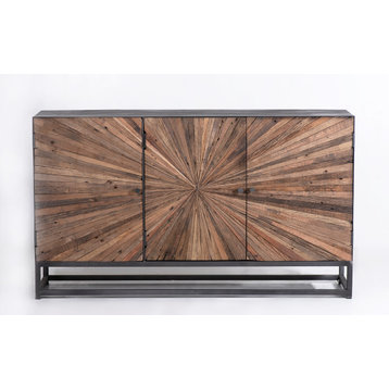 Reclaimed Wood Astral Plains 3 Door Accent Cabinet, Natural, 59X34