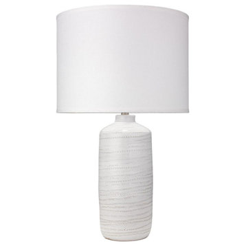 Elegant Embossed Pattern Textured Ceramic Table Lamp 32in White Striped Cylinder