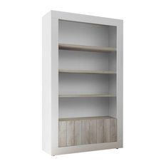Lipari White Pine and White Bookcase