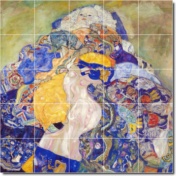 Gustave Klimt Abstract Painting Ceramic Tile Mural #18, 21.25"x21.25"