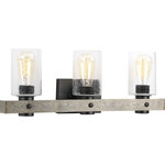 Progress Lighting - Gulliver 3-Light Bath - Dual toned frame color combinations of Graphite with weathered gray accents. A hand painted wood grained texture complements Rustic and Modern Farmhouse home d�cor, as well as Urban Industrial and Coastal interior settings. Uses (3) 60-watt medium bulbs (not included).