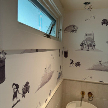 Refined Botanical Wallpaper Installation – Capitol Hill Bathroom Oasis, Denver,