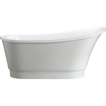 Freestanding bathtub, polished chrome round overflow and pop-up drain, VA6803