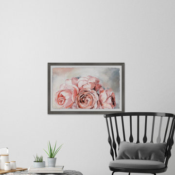 "Pink Rose Bouquet" Framed Painting Print