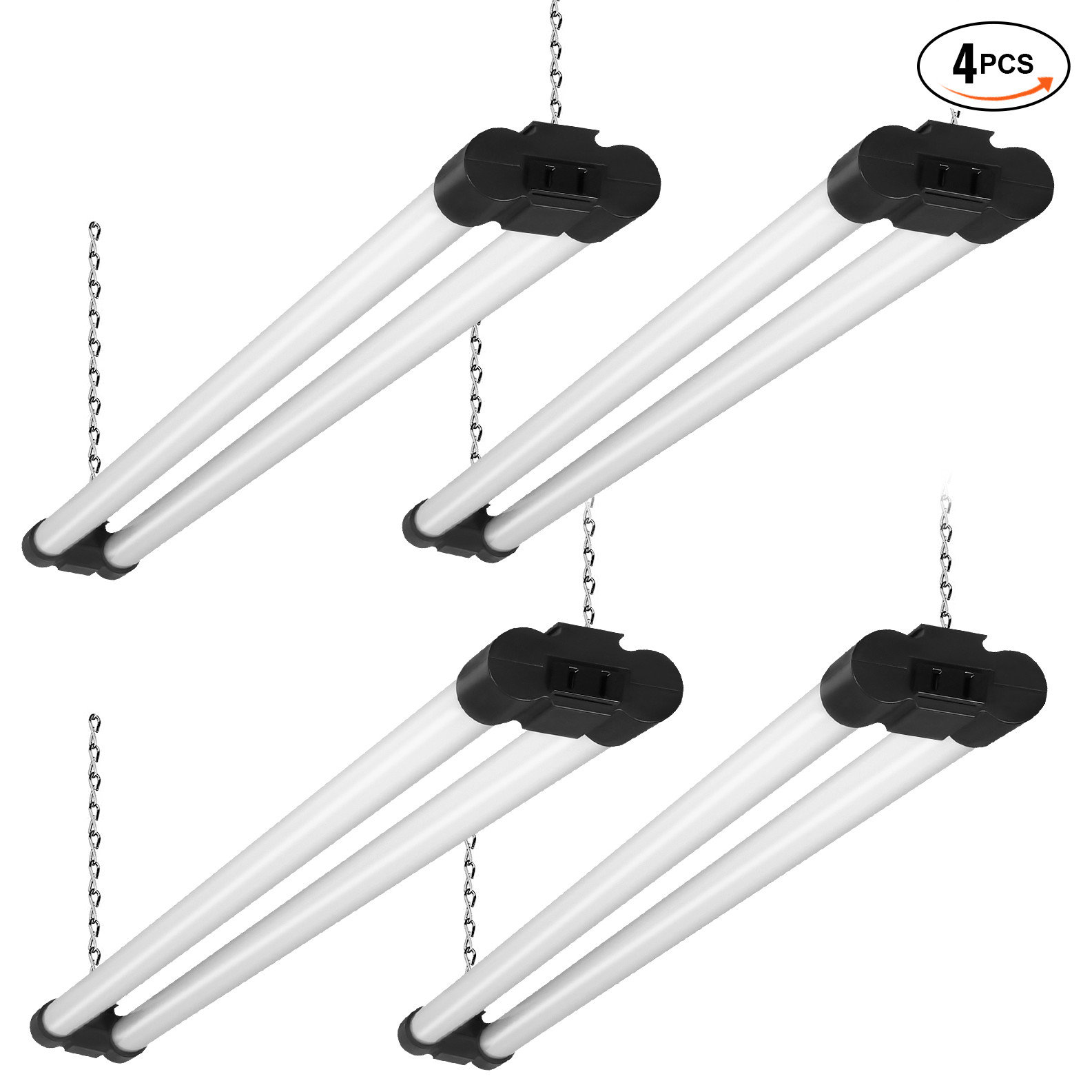 VEVOR 4 Pack 4 FT LED Shop Light 40W Linkable Ceiling Shop Light ...
