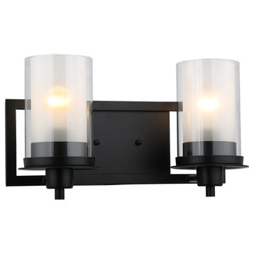 Designers Impressions Juno Collection Wall Sconce, 2-Light, Matte Black