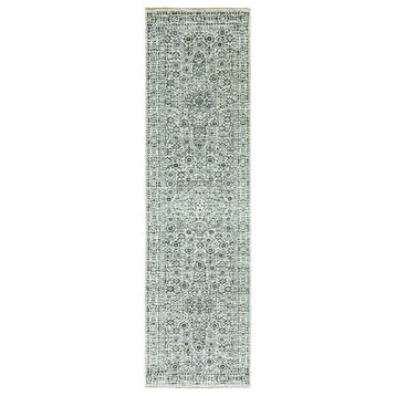 Ivory Mamluk Dynasty Tone on Tone Design Undyed Luxurious Wool Rug 2'8"x10'