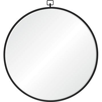 Rayden 36" round decorative matte black wall mirror