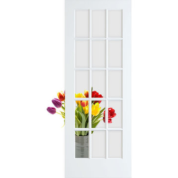 15-Lite Clear Glass French Door, Primed, 32"x80"x1.375"