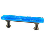 Glass Storm Studios - Blue Topaz Handmade Glass, Pull - Textured, layered and glittering glass the color of blue topaz. All our products are handmade to order.  Important: Do not use an electric drill or electric screwdriver.