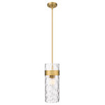 Z-Lite - Z-Lite 3035P9-RB Fontaine 3 Light Pendant in Rubbed Brass - Three cheers for a three-light pendant light that adds chic appeal to kitchens and more. The steel frame boasts a polished nickel finish while a rippled glass shade offers extra visual interest.
