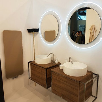 Wall Mounted Single Sink Bathroom Vanity Walnut/ Black