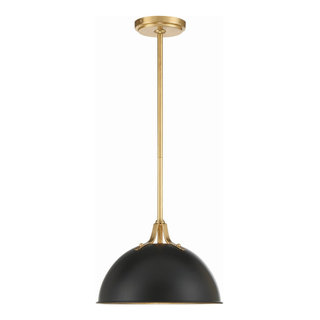 Soto 1 Light Pendant Matte Black / Antique Gold Transitional Soto 1 Light Pendant Matte Black / Antique Gold Transitional
