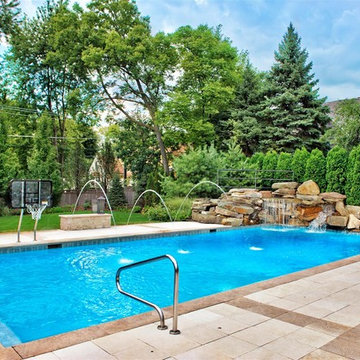Hinsdale, IL Swimming Pool, Spa and Grotto with Fire Features